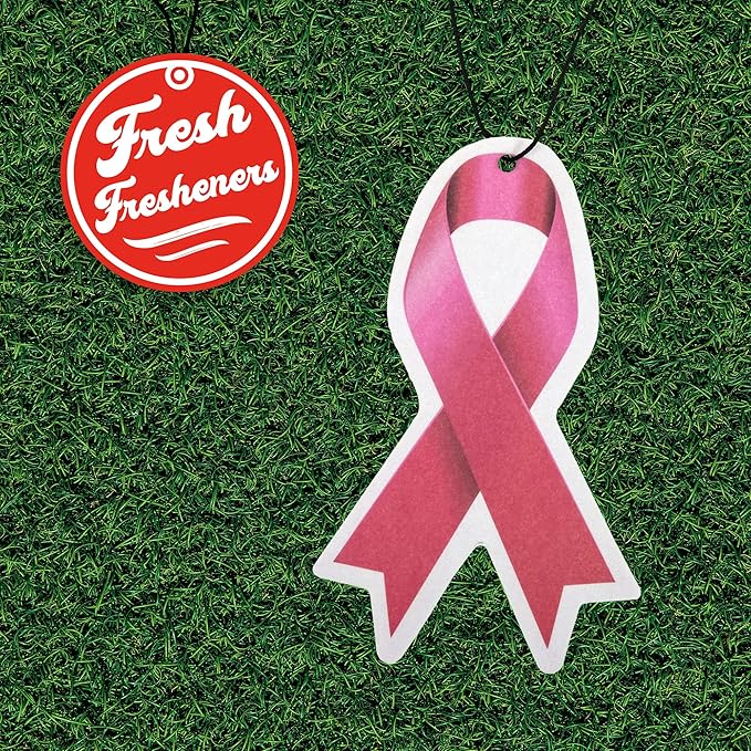 Fresh Fresheners Cute Funny Car Air Fresheners 4 Pack Scented with Premium Oils (Breast Cancer Ribbon)