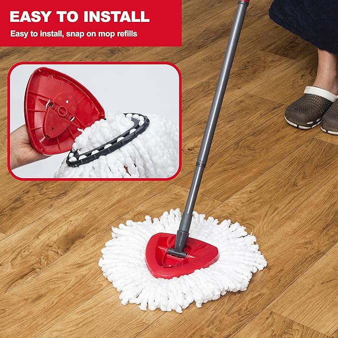 Spin Mop Replacement Heads – 4-Pack Spin Mop Refill Compatible with O-Cedar Easy Wring Spin Mop – High-Absorbent Microfiber Mop Head Replacement – Mop Refills for Easy Floor Cleaning