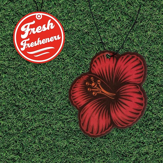 Fresh Fresheners Cute Funny and Aesthetic Car Air Fresheners 4-pack Scented With Premium Oils (Hibiscus Flower)