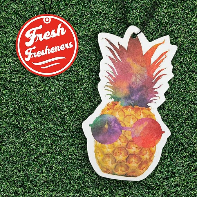 Fresh Fresheners Cute Funny and Aesthetic Car Air Fresheners 4-pack Scented With Premium Oils (Pineapple)